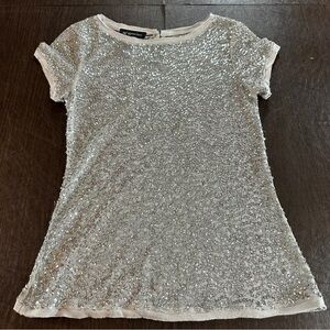INC International Concepts Silver Sheer Gray Sequin Sz Small
